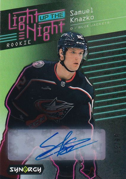 AUTO RC karta SAMUEL KŇAŽKO 23-24 Synergy Light up the Night Rookie Green /99